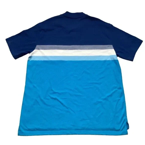 The Foundry Men's Blue Striped Polo Shirt Size L Golf Casual Summer - Picture 4 of 5